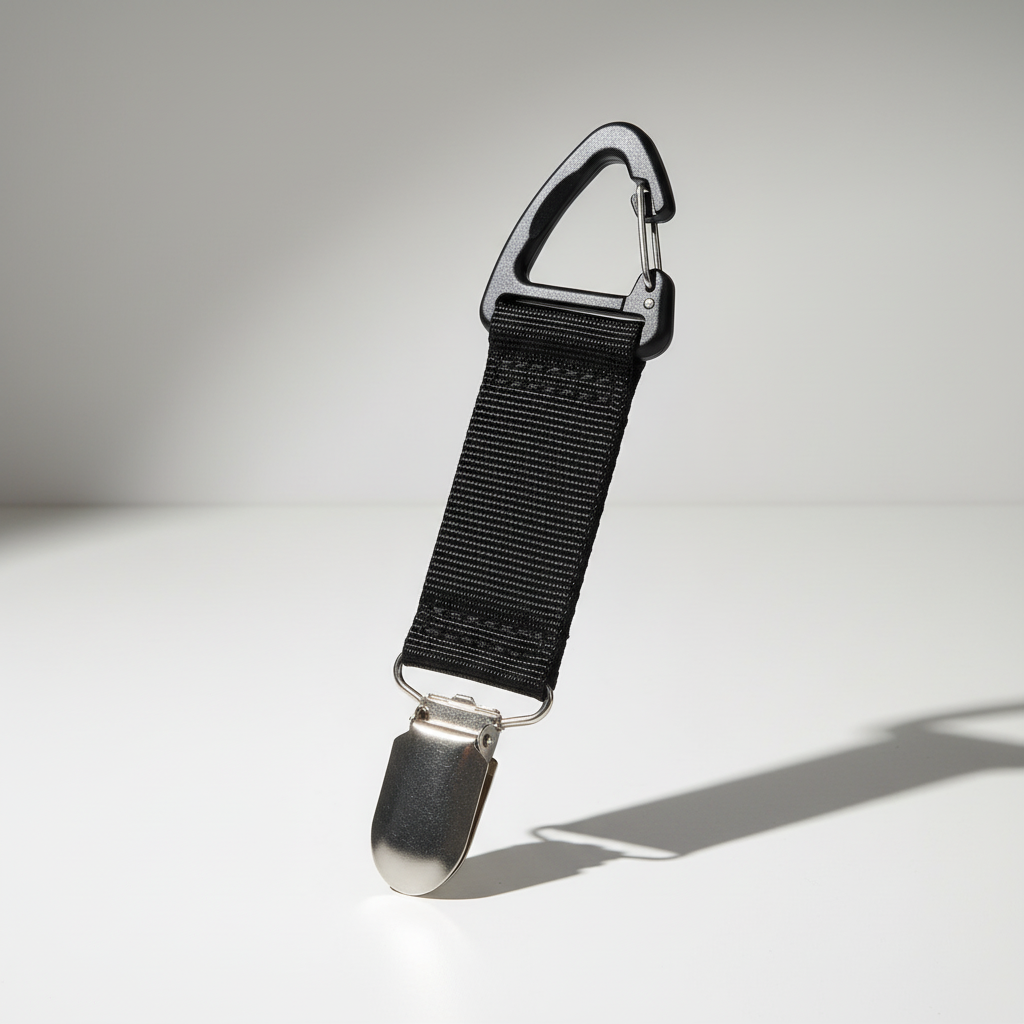 Hutklipp Metallklipp mit Webriemen für sichere Befestigung an Taschen