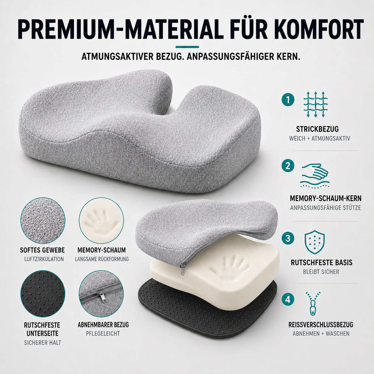 Nordspur | CoccySoothe Ergonomisches Sitzkissen mit Steißbeinstütze