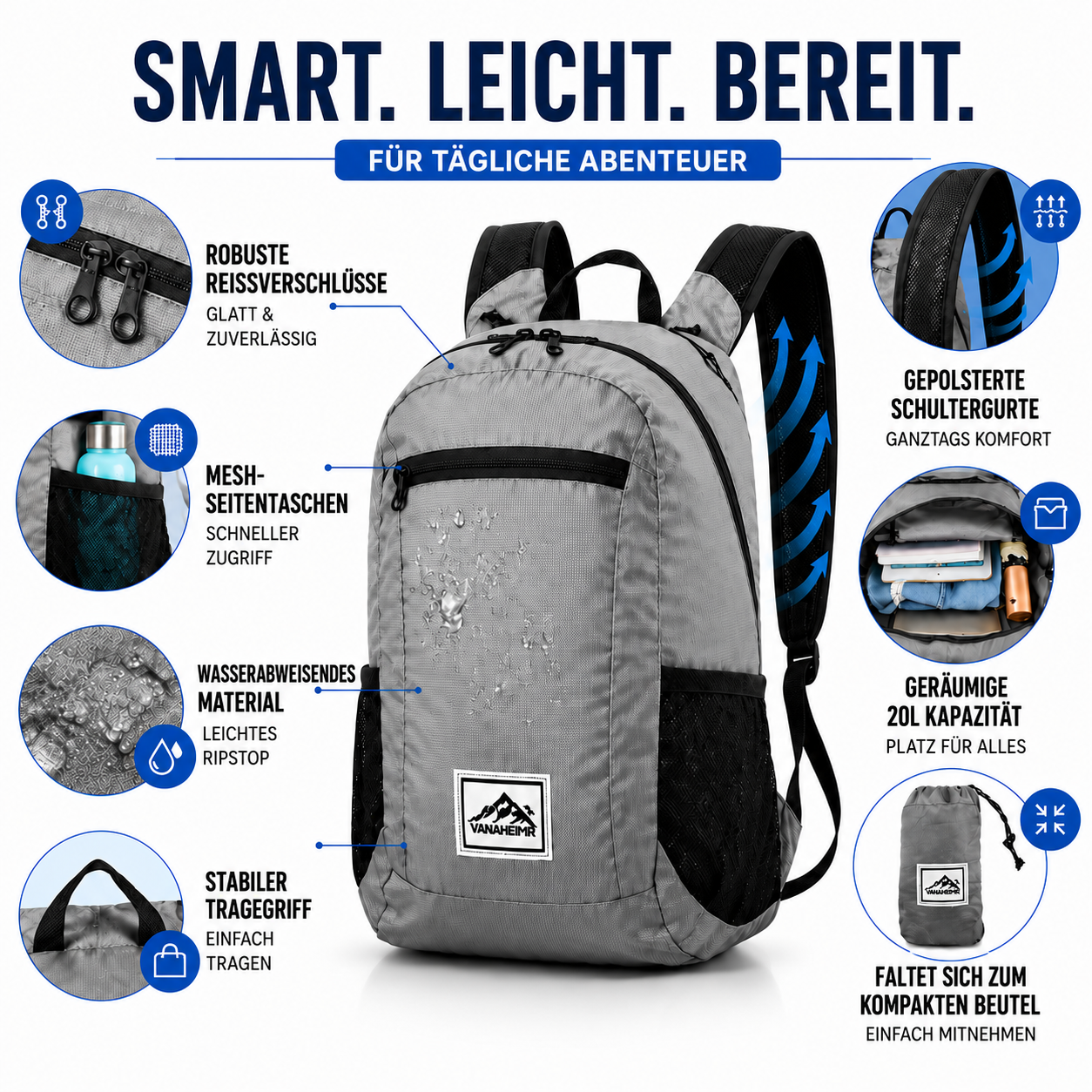 Nordspur | Compactrek Faltbarer 20L Outdoor-Tagesrucksack