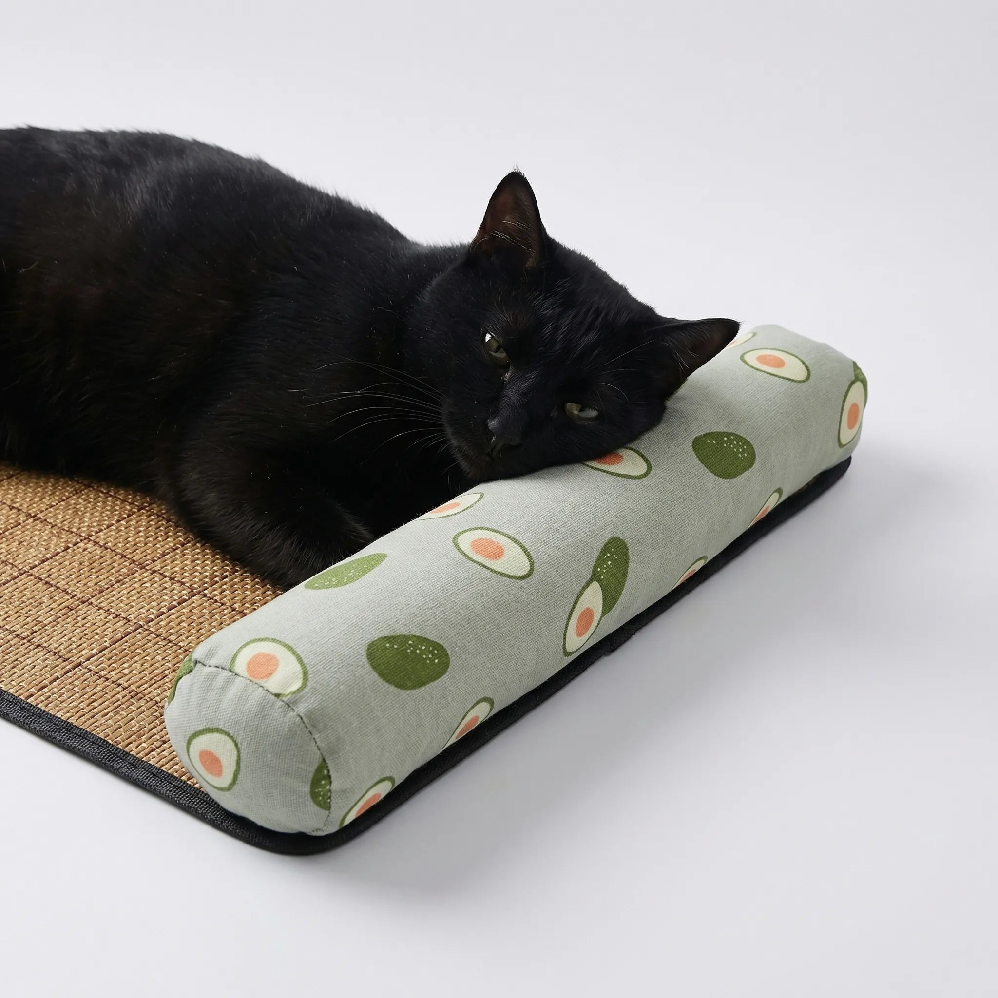 Rattan-Kühlmatte für Haustiere mit Nackenkissen, ideal für Katzen und Hunde