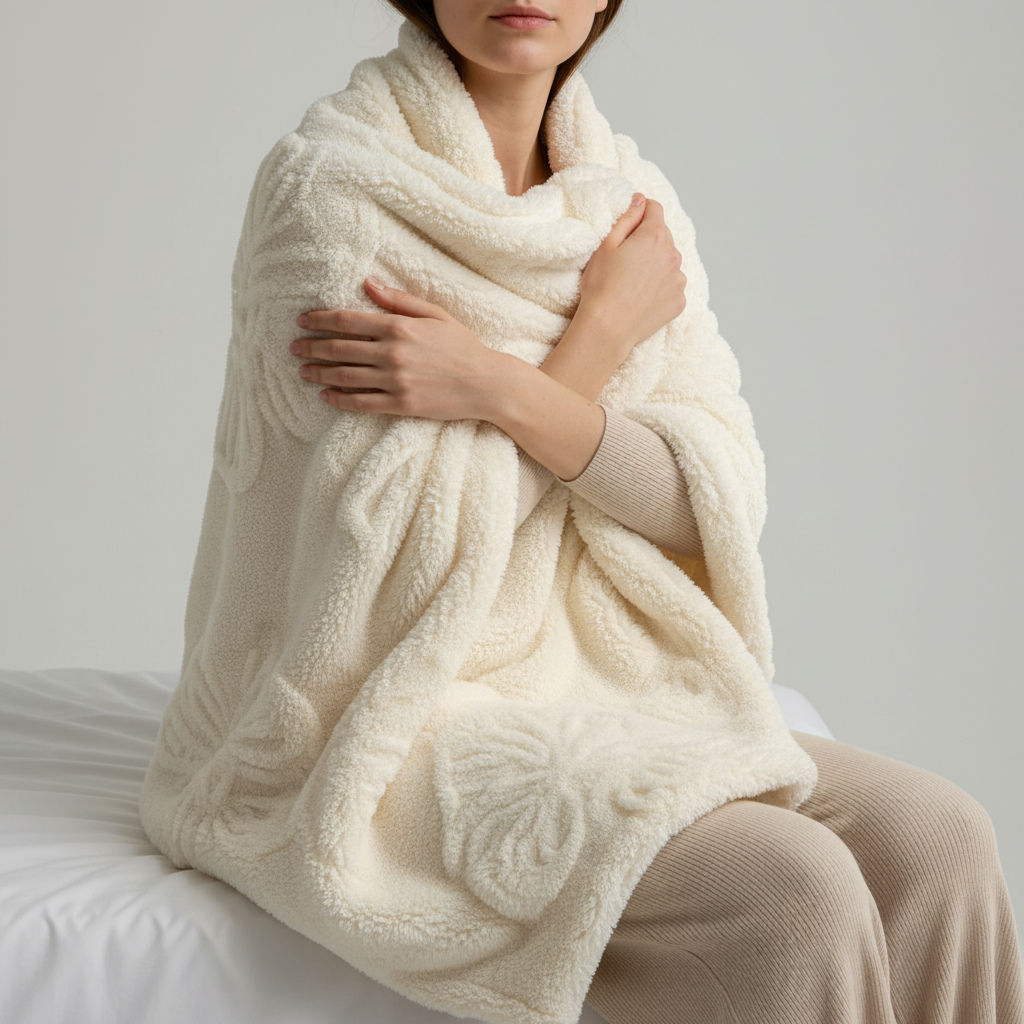 Korallenfleece-Strickdecke leicht warm Kuschel-Überwurf