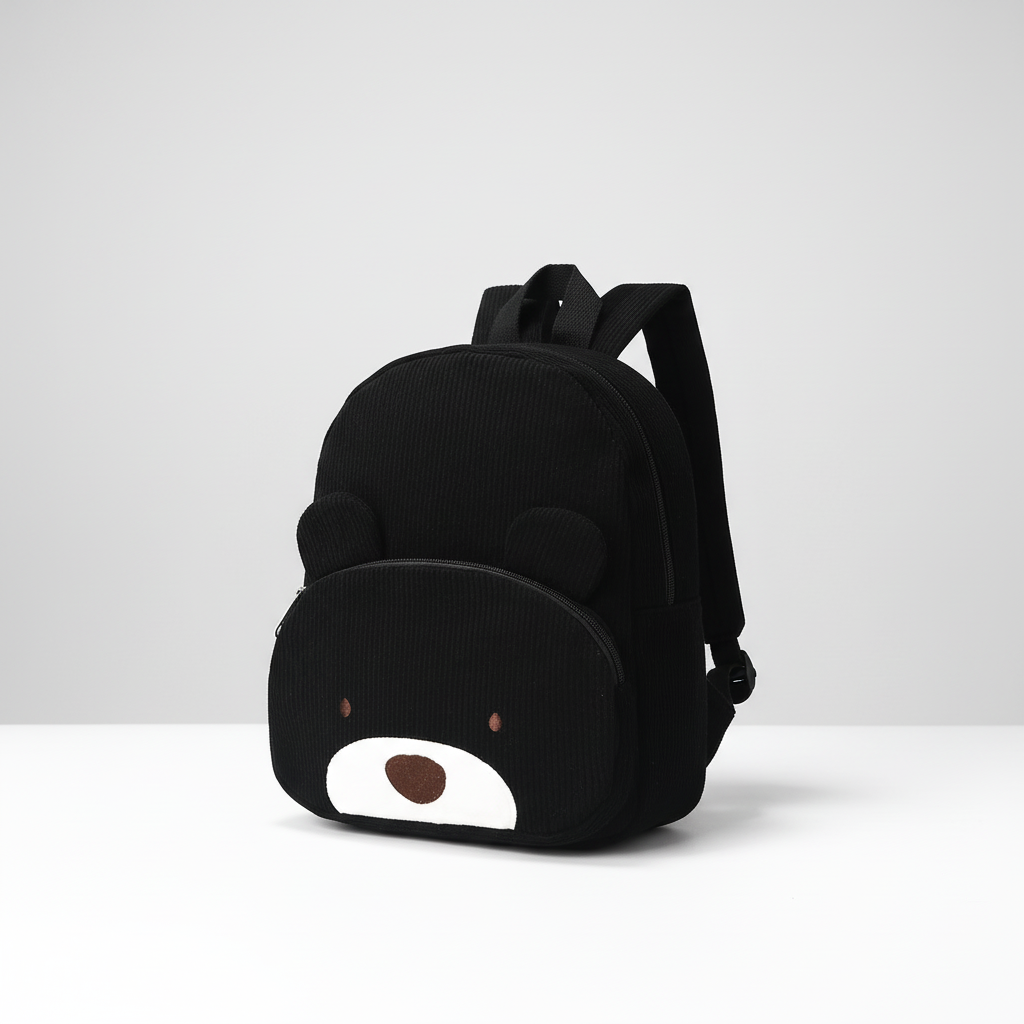 Kleinkinder-Plüschrucksack mit Cord-Außenseite und Stickerei