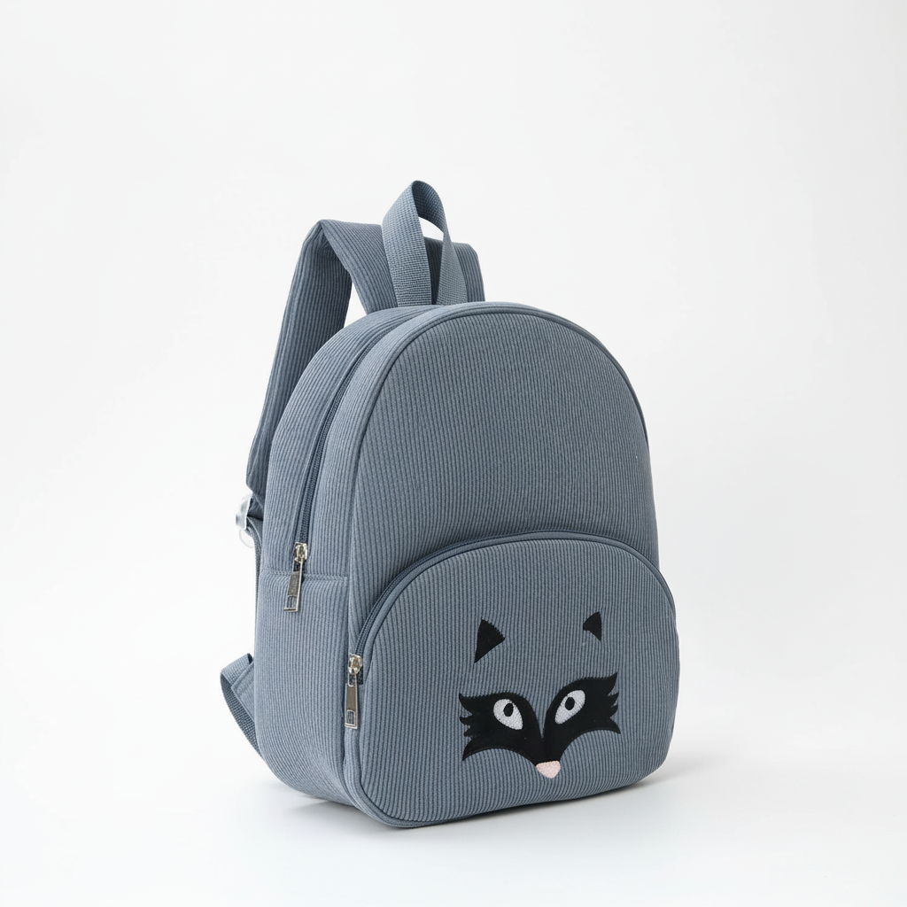 Kleinkinder-Plüschrucksack mit Cord-Außenseite und Stickerei