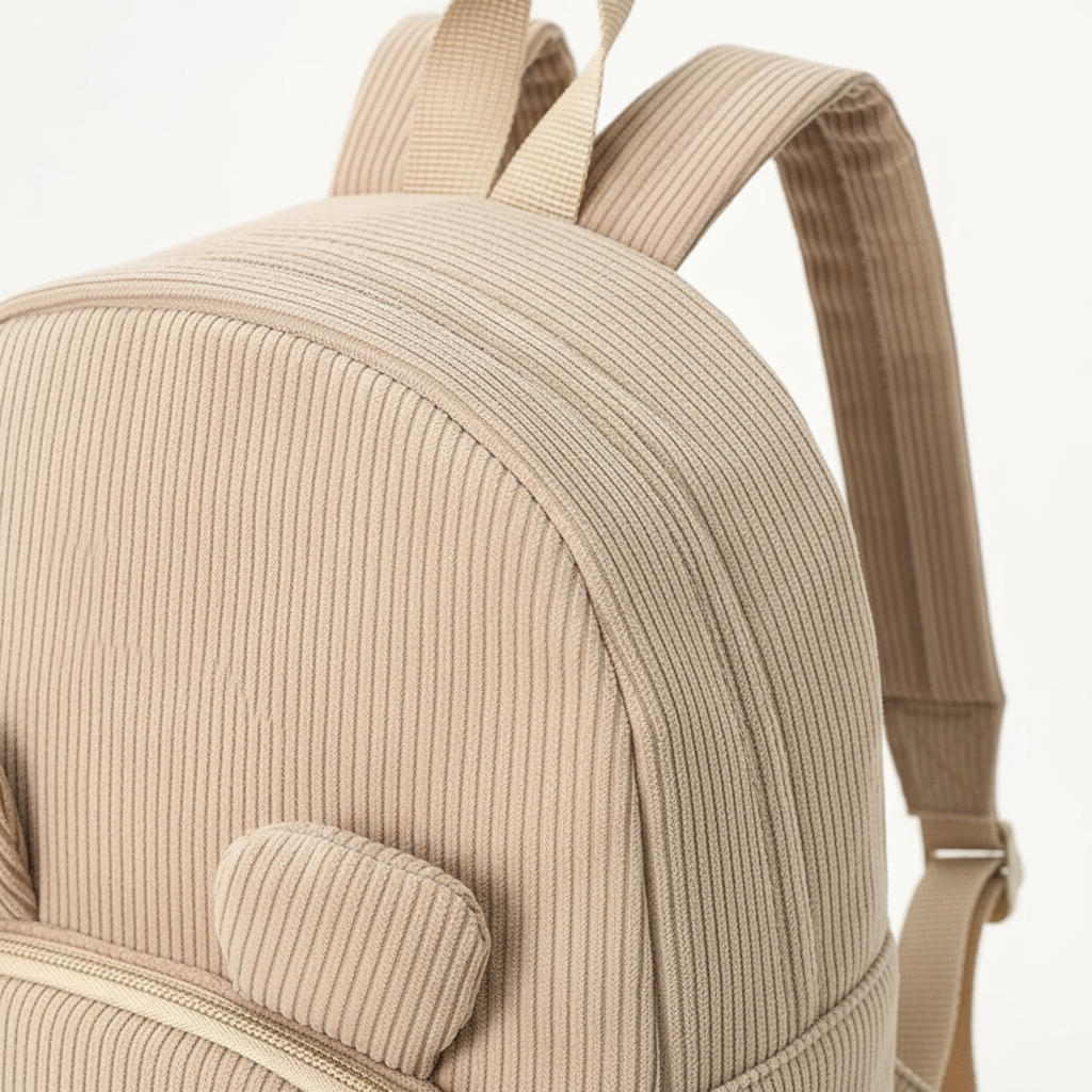 Kleinkinder-Plüschrucksack mit Cord-Außenseite und Stickerei