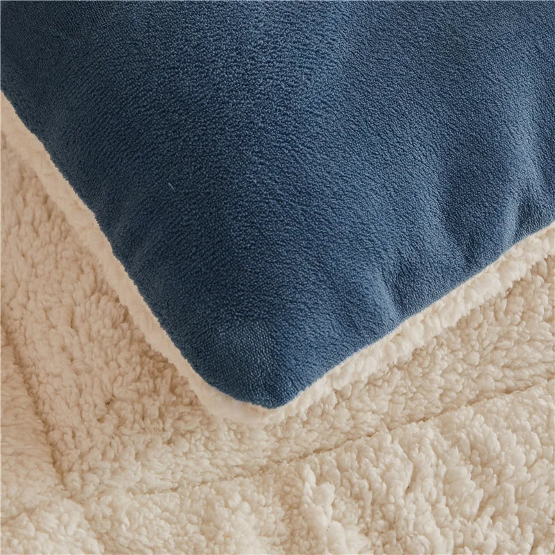 Winter-Daunendecke reversible gesteppt warmes Fleece-Innenfutter