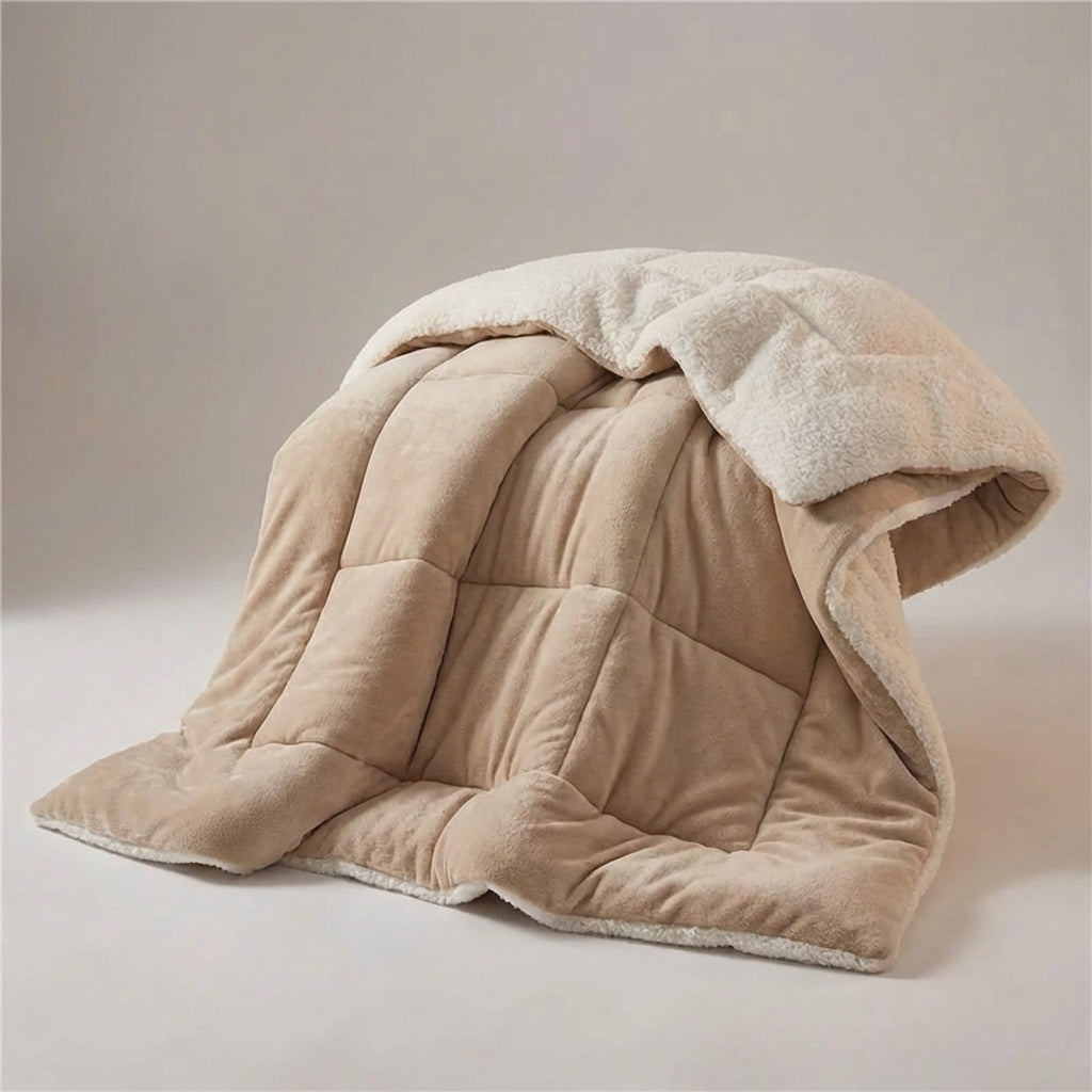 Winter-Daunendecke reversible gesteppt warmes Fleece-Innenfutter
