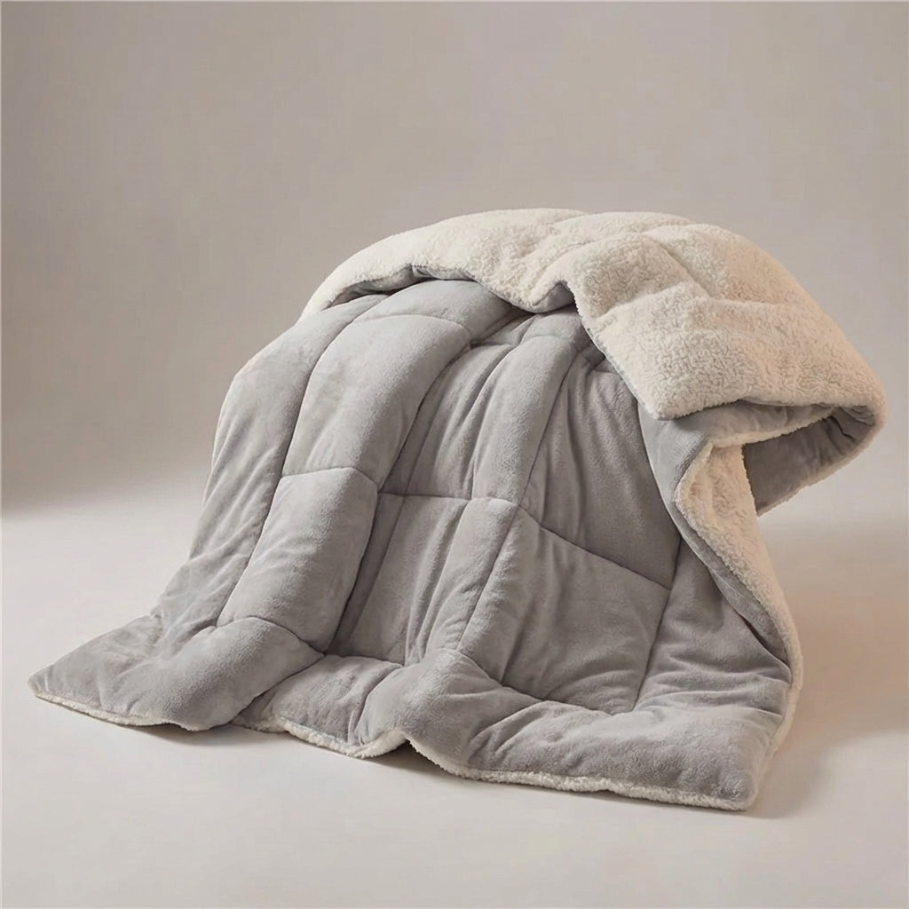 Winter-Daunendecke reversible gesteppt warmes Fleece-Innenfutter