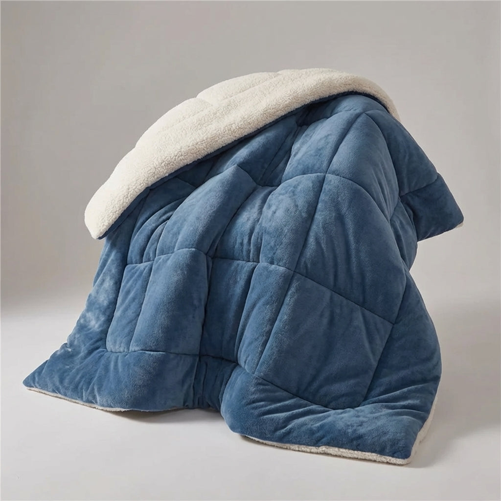 Winter-Daunendecke reversible gesteppt warmes Fleece-Innenfutter