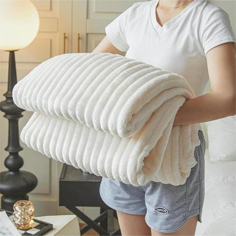 Plüsch-Wurfdecke dickes Strickmaterial weich warm pillingresistent