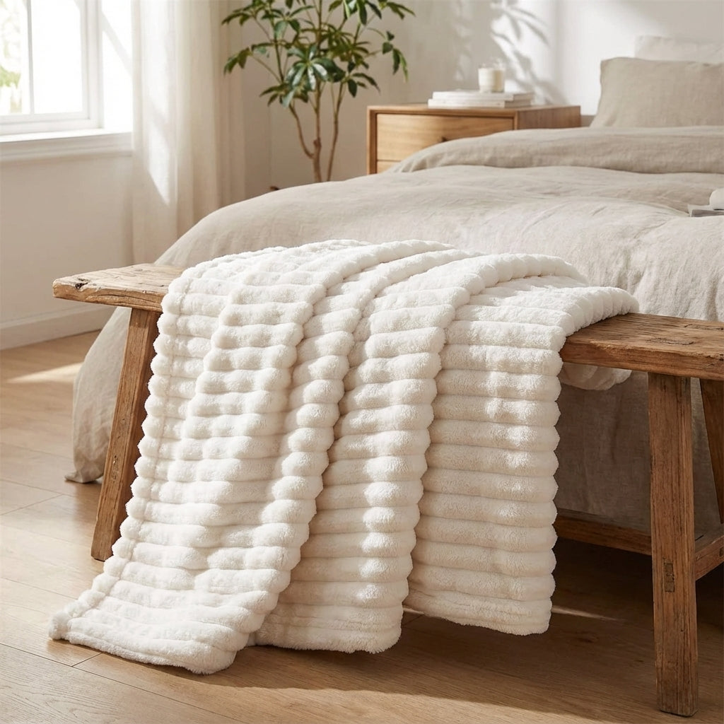 Plüsch-Wurfdecke dickes Strickmaterial weich warm pillingresistent