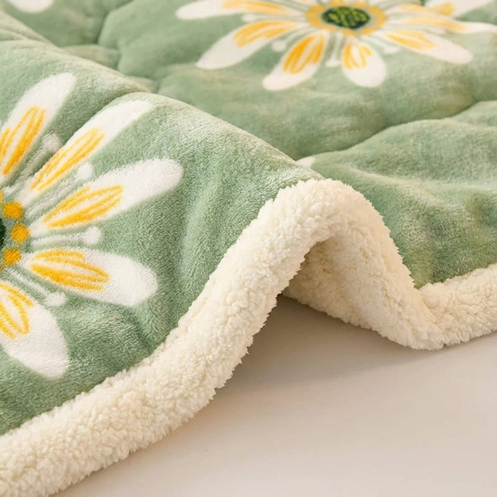 Winter-Steppdecke dicke Plüsch Isolierung wendbar Blumenmuster
