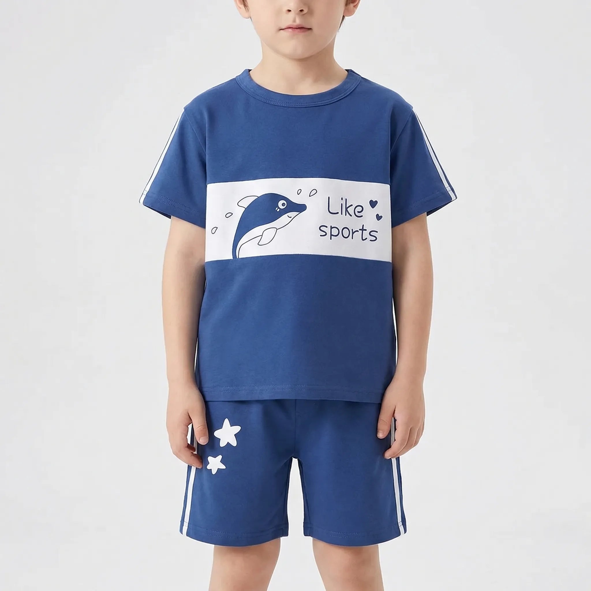 Kinder Sommer Set Kurzarm Top Shorts Cartoon Motiv Jungen Mädchen