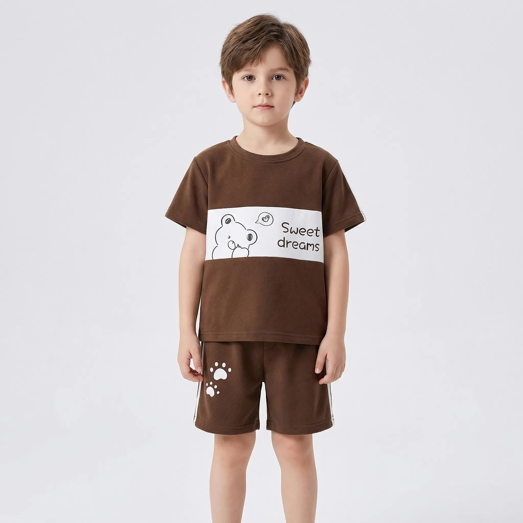 Kinder Sommer Set Kurzarm Top Shorts Cartoon Motiv Jungen Mädchen