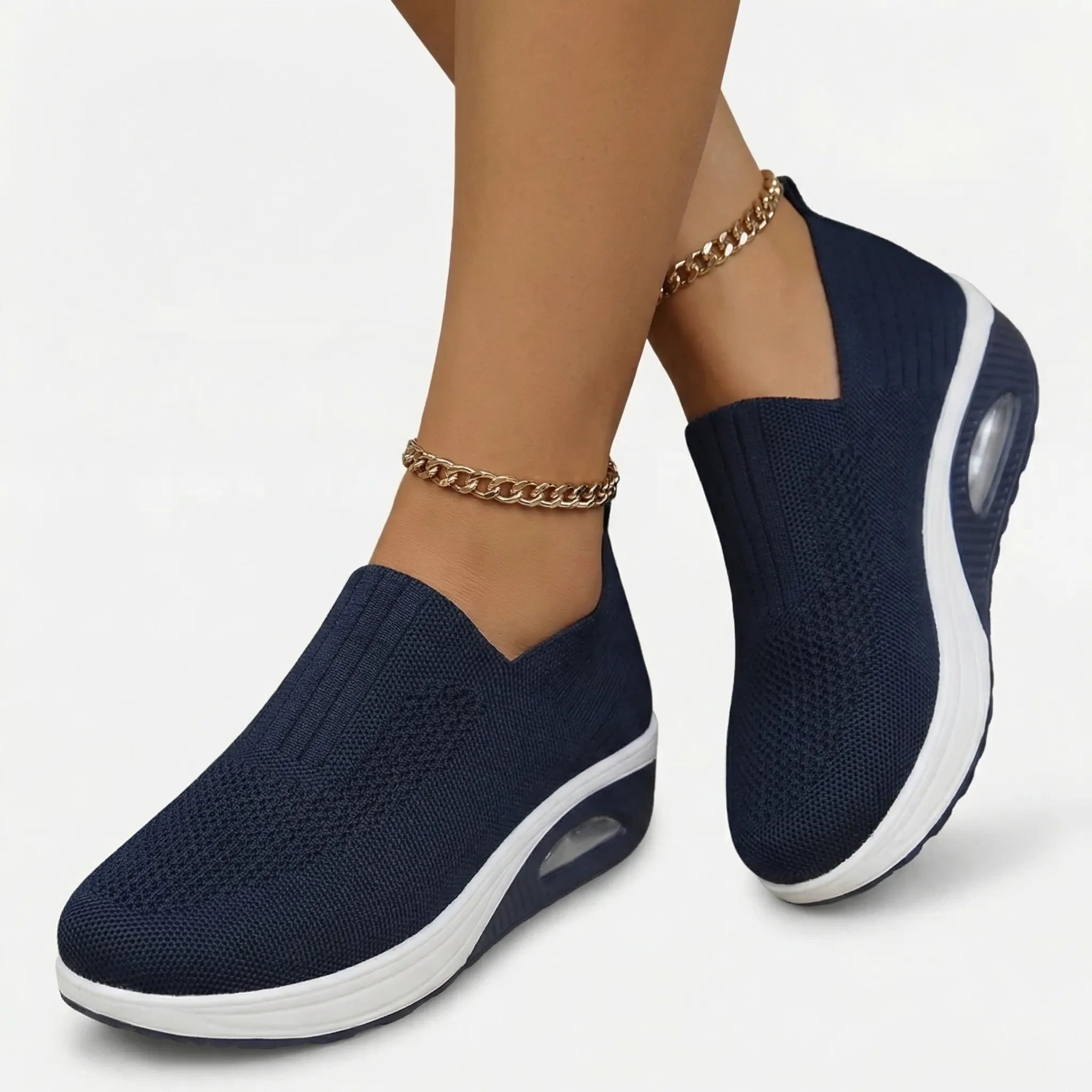 Damen-Slip-On-Keilabsatzschuh mit luftgepolsterter Sohle rutschfest