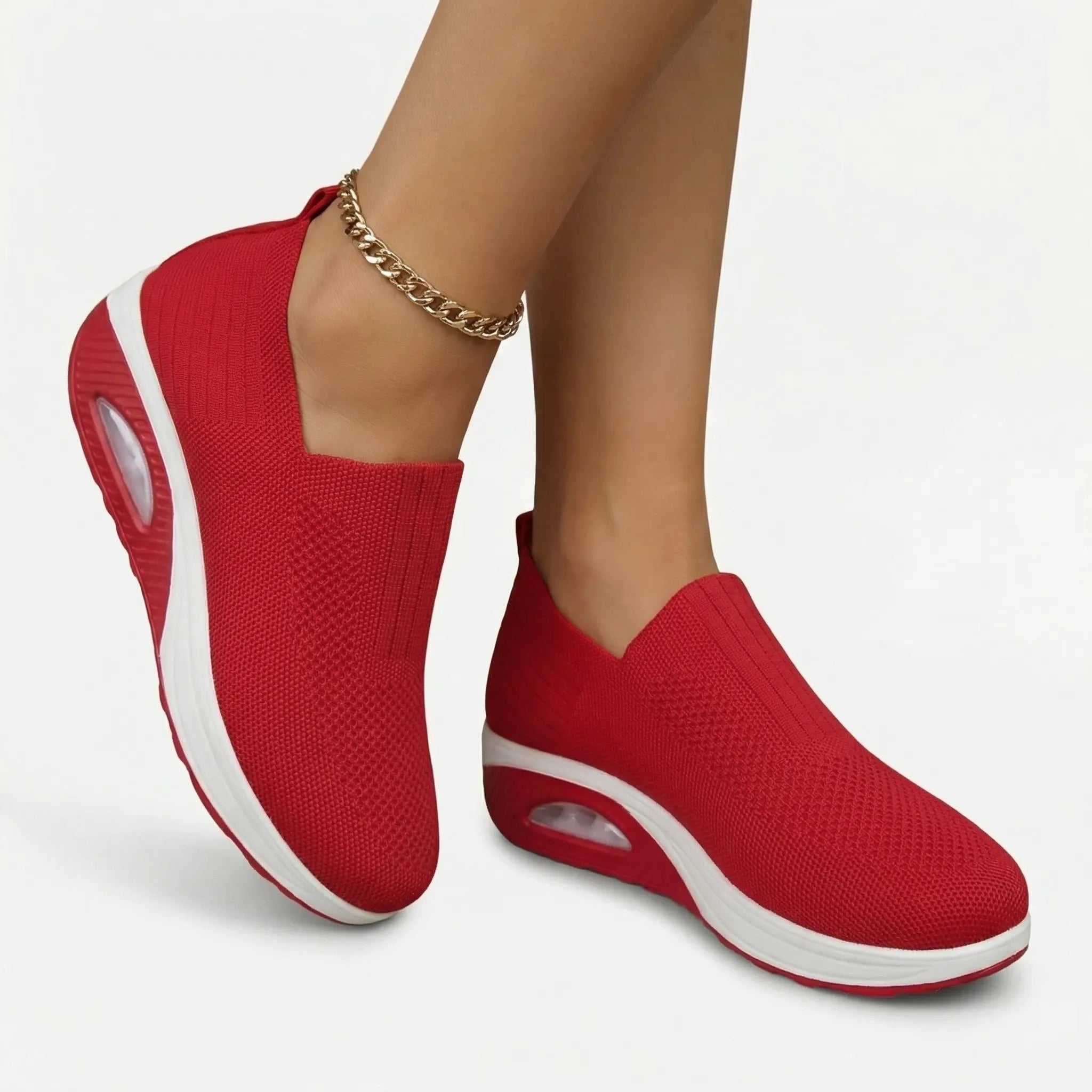Damen-Slip-On-Keilabsatzschuh mit luftgepolsterter Sohle rutschfest