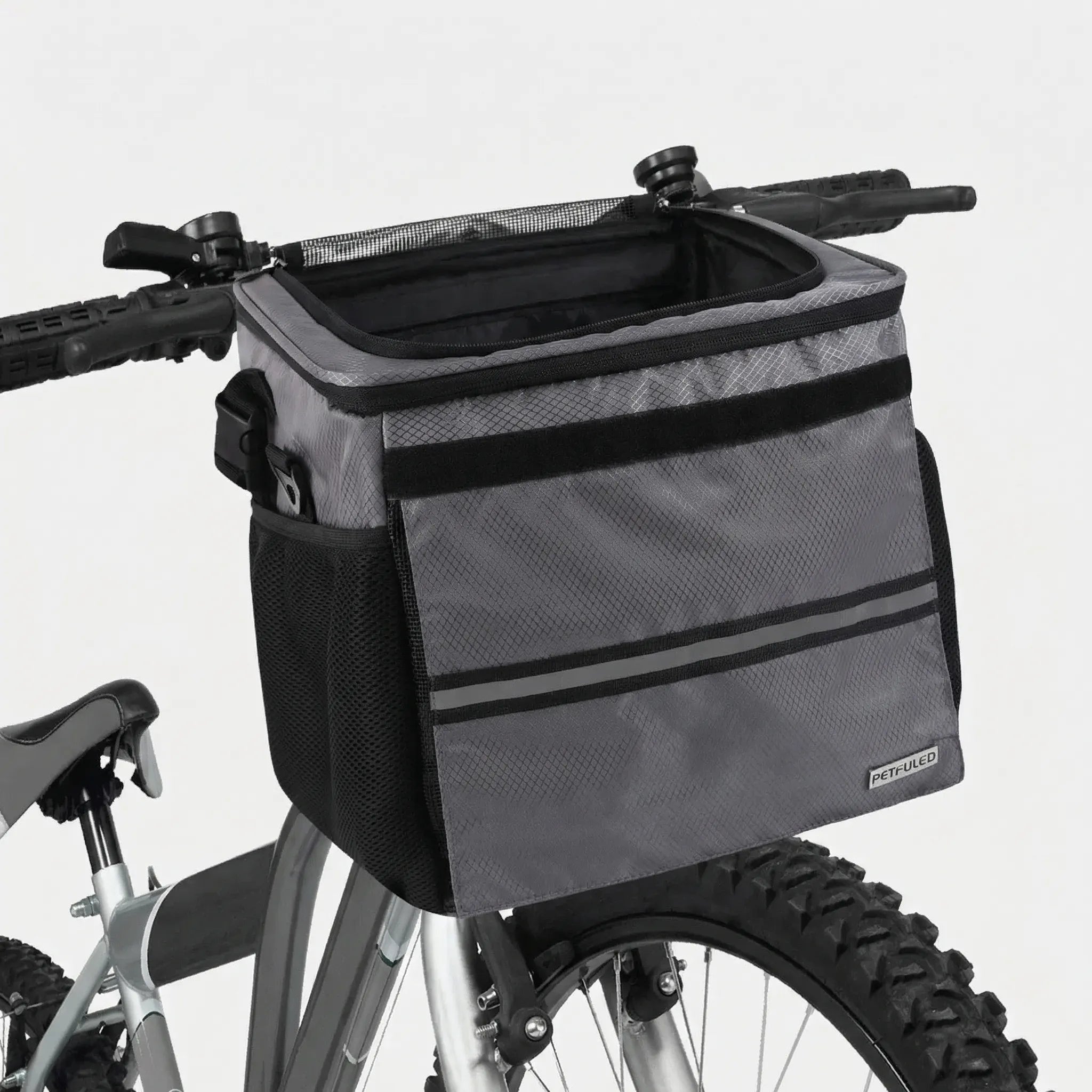 Fahrrad-Vorderträger für Haustiere mit Mesh-Paneelen und Federung