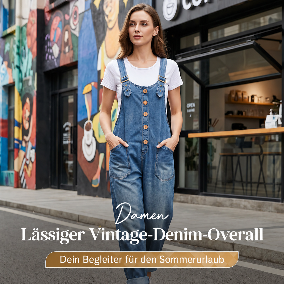 Nordspur | Damen Relaxed-Fit Denim-Latzhose mit tiefen Taschen