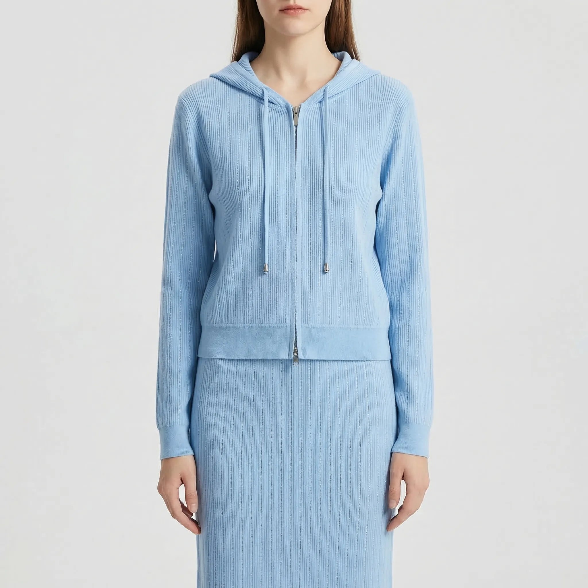 Strick-Set für Damen mit Cardigan und Wickelrock
