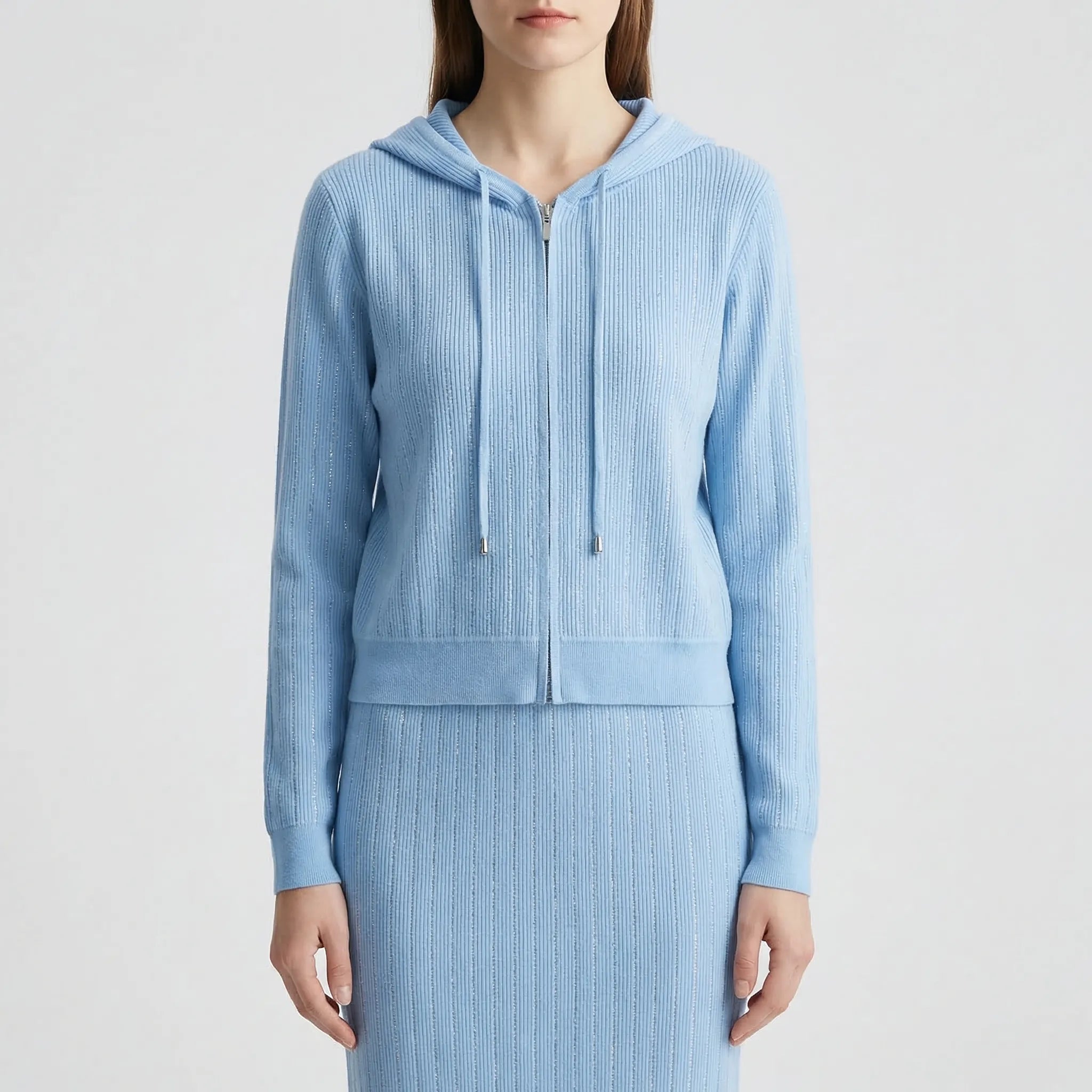 Strick-Set für Damen mit Cardigan und Wickelrock