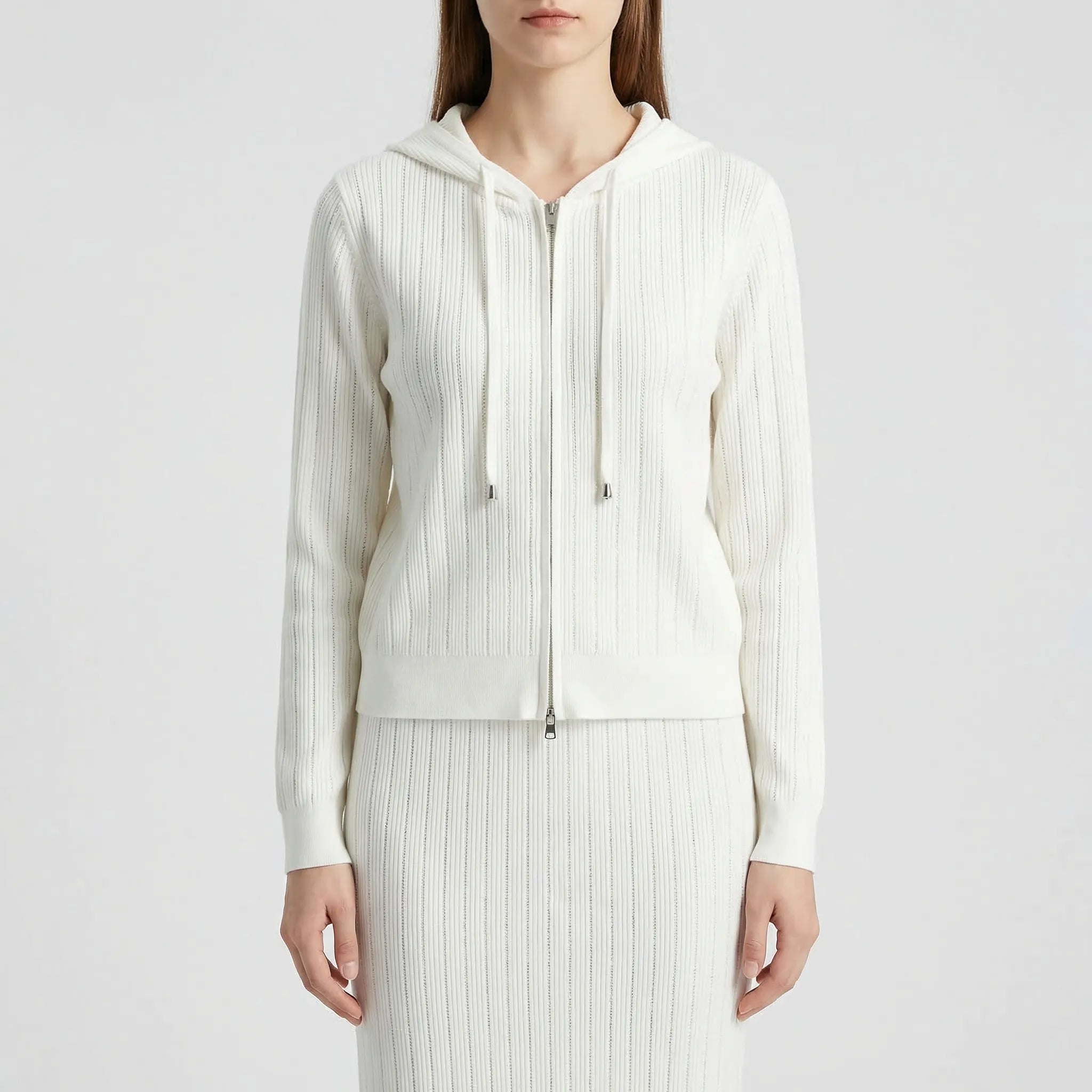 Strick-Set für Damen mit Cardigan und Wickelrock
