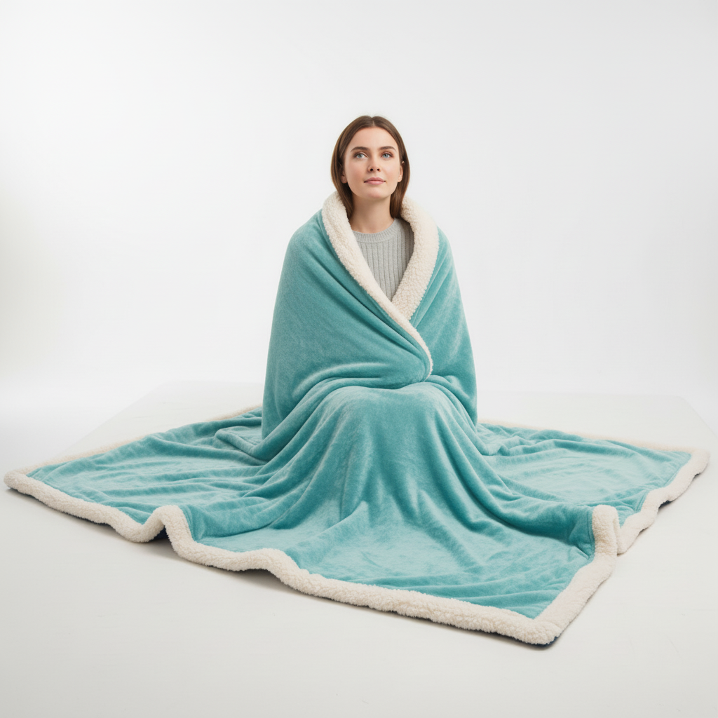 Doppelseitige Sherpa Decke mit weichem Fleece-Außenseite und Sherpa-Fütterung