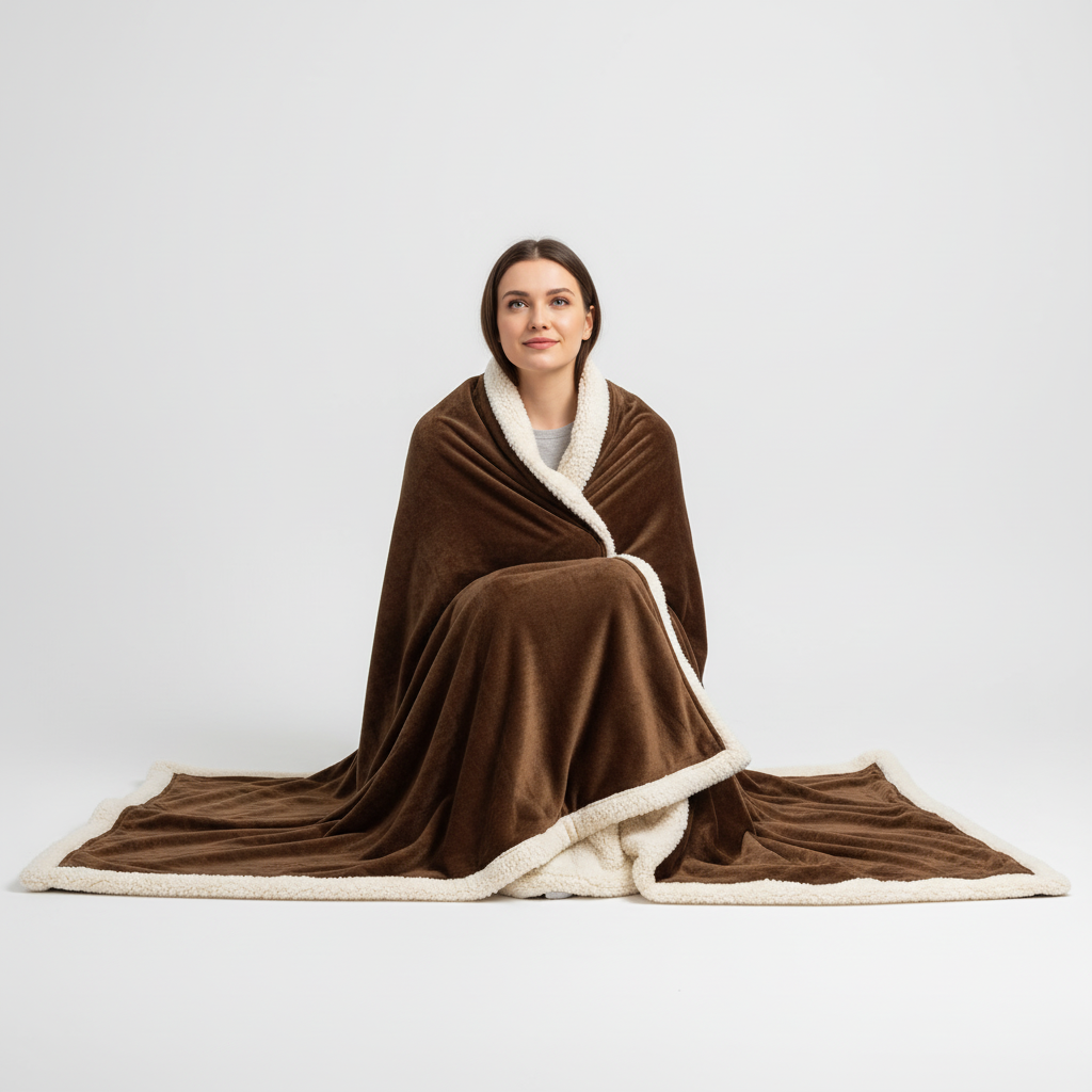 Doppelseitige Sherpa Decke mit weichem Fleece-Außenseite und Sherpa-Fütterung