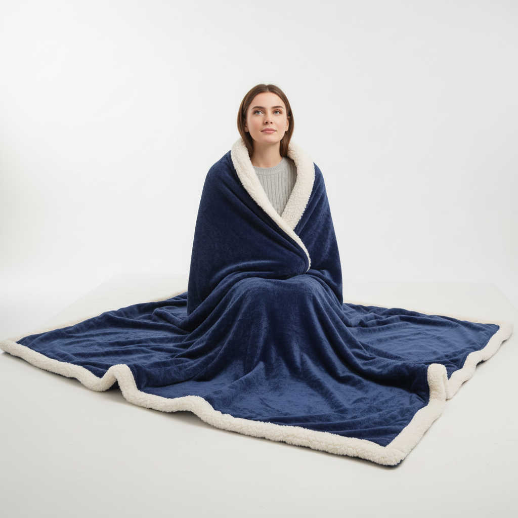 Doppelseitige Sherpa Decke mit weichem Fleece-Außenseite und Sherpa-Fütterung