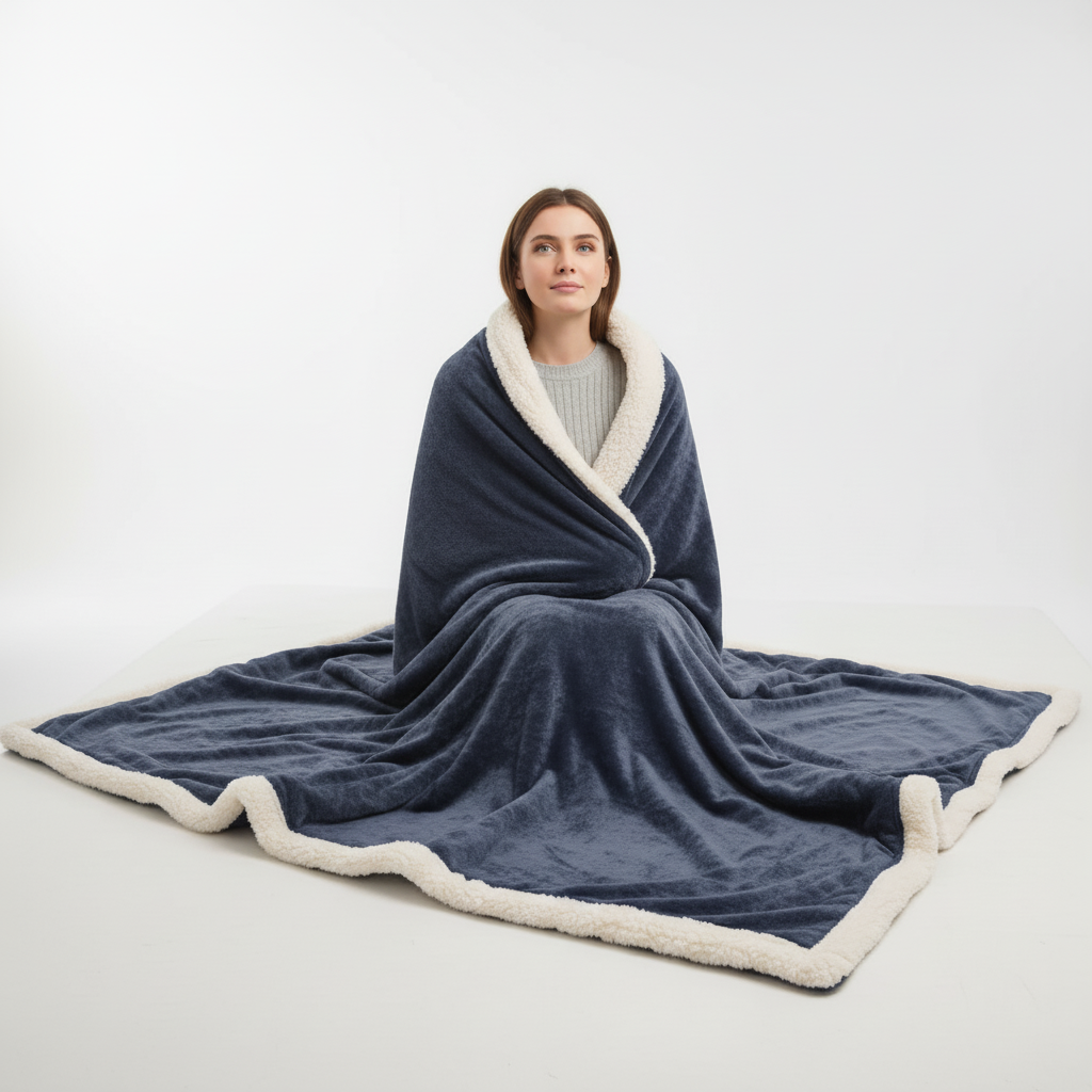 Doppelseitige Sherpa Decke mit weichem Fleece-Außenseite und Sherpa-Fütterung