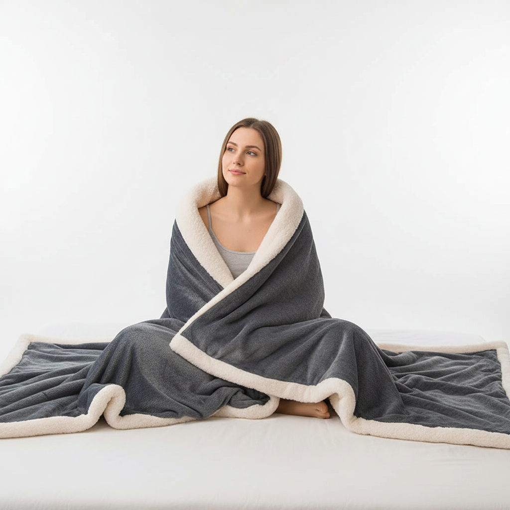 Doppelseitige Sherpa Decke mit weichem Fleece-Außenseite und Sherpa-Fütterung