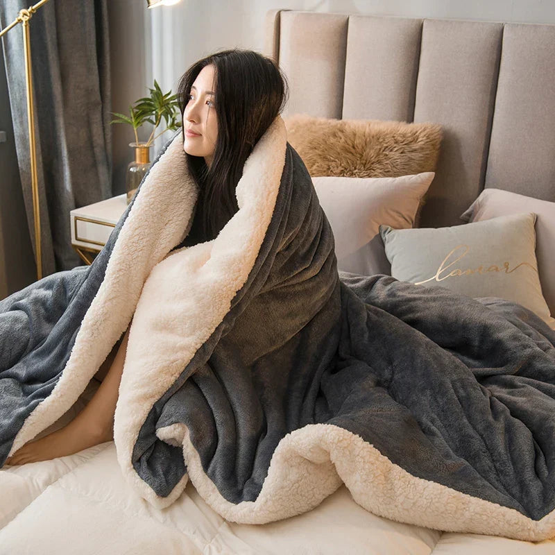 Doppelseitige Sherpa Decke mit weichem Fleece-Außenseite und Sherpa-Fütterung