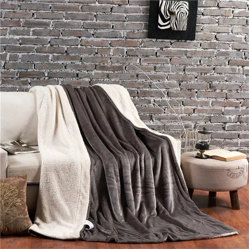 Doppelseitige Sherpa Decke mit weichem Fleece-Außenseite und Sherpa-Fütterung