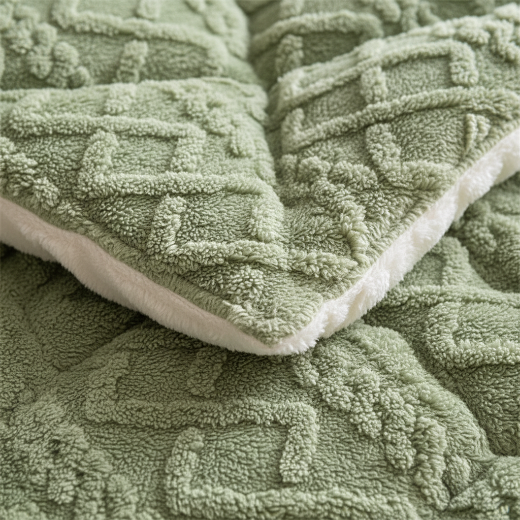 Wendbare Steppdecke mit Polarfleece und Lammfell-Innenseite antipieling