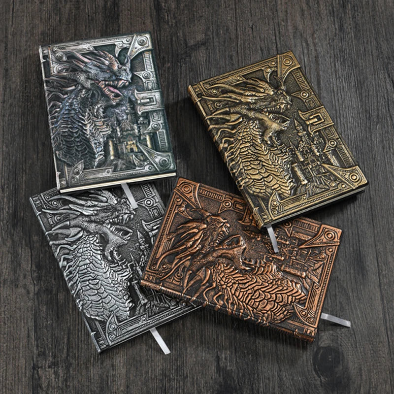 A5-Notizbuch mit gepräger Drachenmotiv Hardcover liniert
