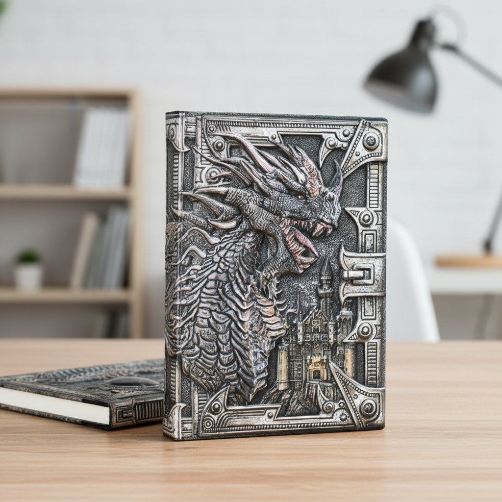 A5-Notizbuch mit gepräger Drachenmotiv Hardcover liniert