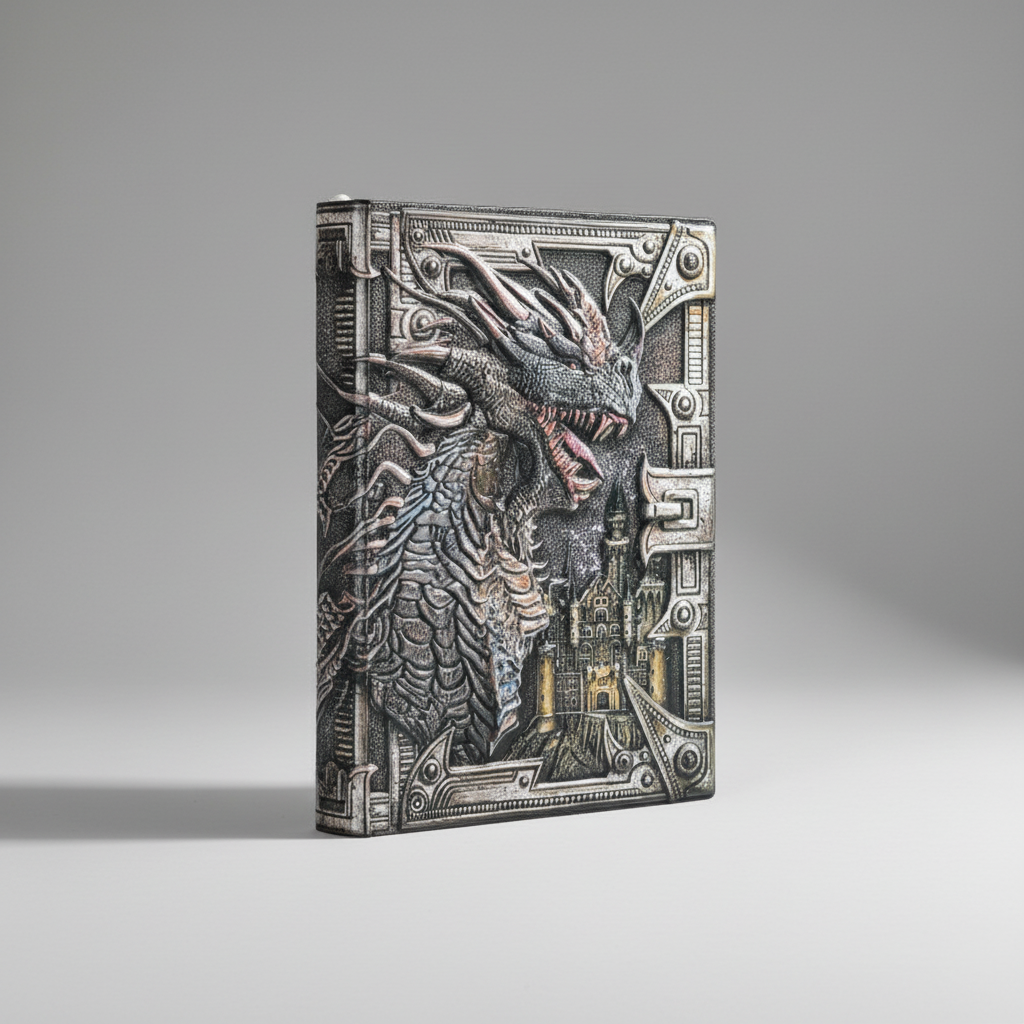 A5-Notizbuch mit gepräger Drachenmotiv Hardcover liniert