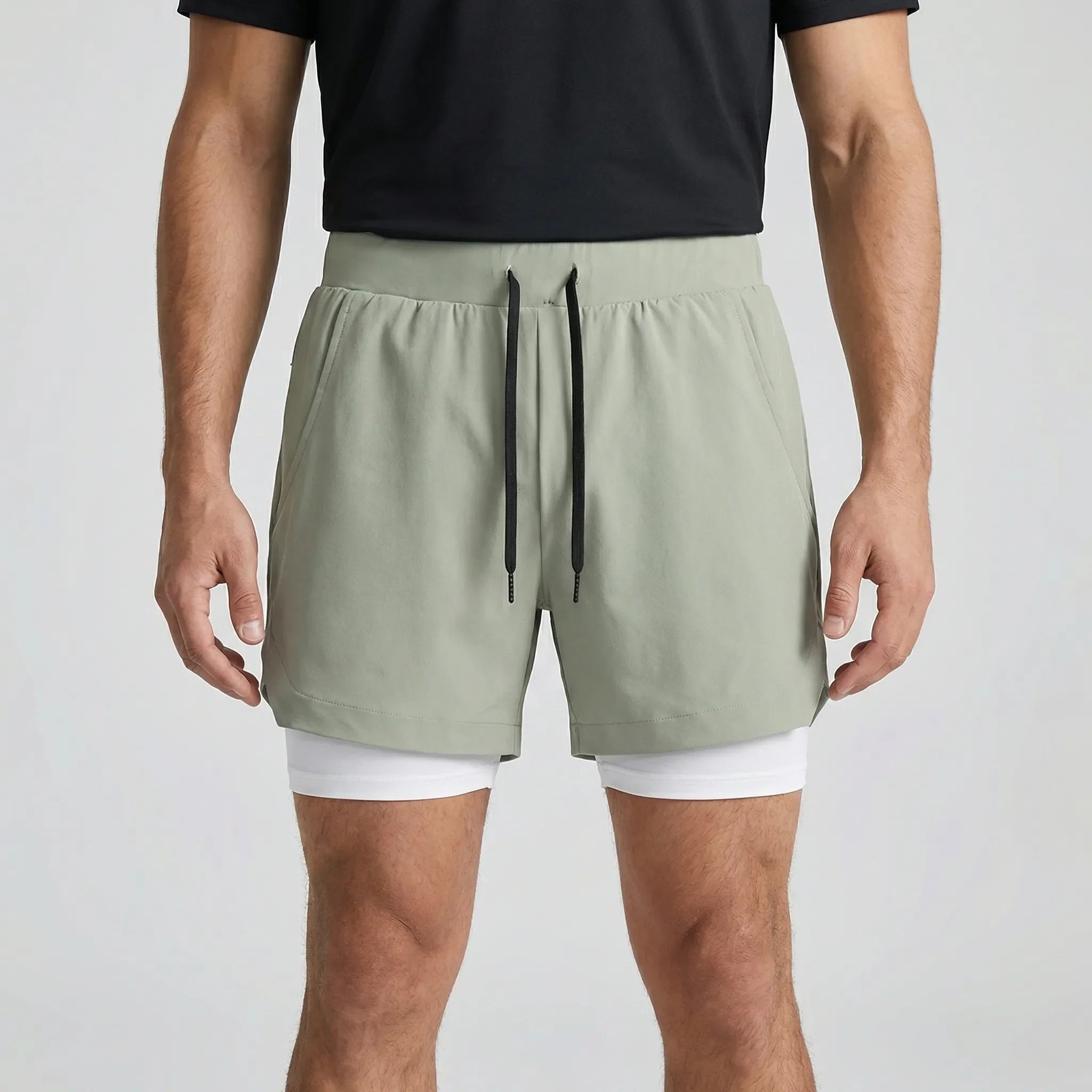 Herren-Laufshorts 2-in-1 Doppelschicht schnelltrocknend atmungsaktiv