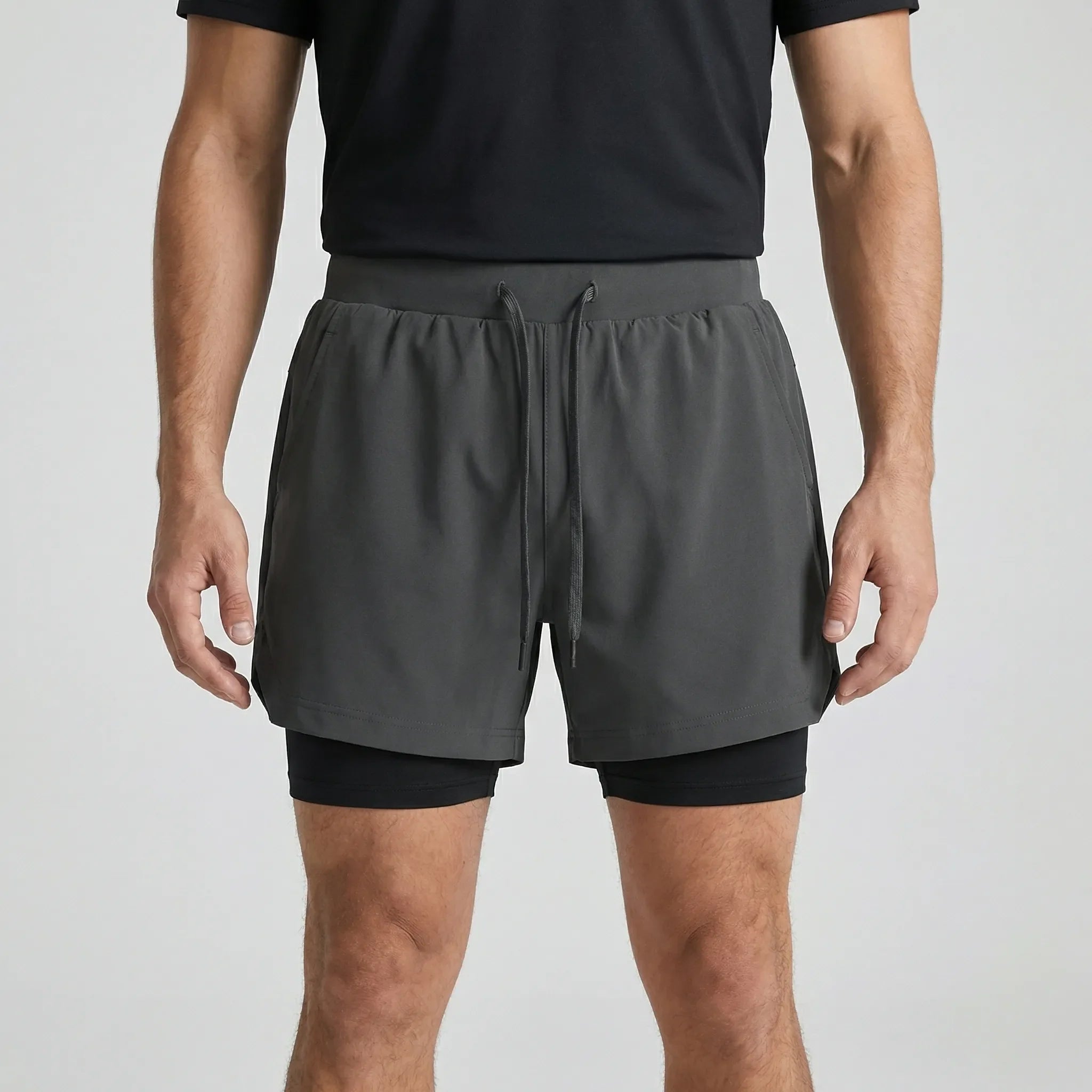 Herren-Laufshorts 2-in-1 Doppelschicht schnelltrocknend atmungsaktiv
