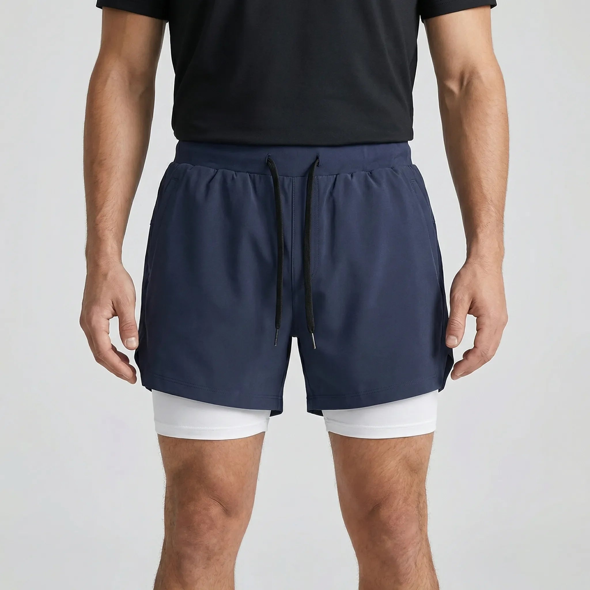 Herren-Laufshorts 2-in-1 Doppelschicht schnelltrocknend atmungsaktiv