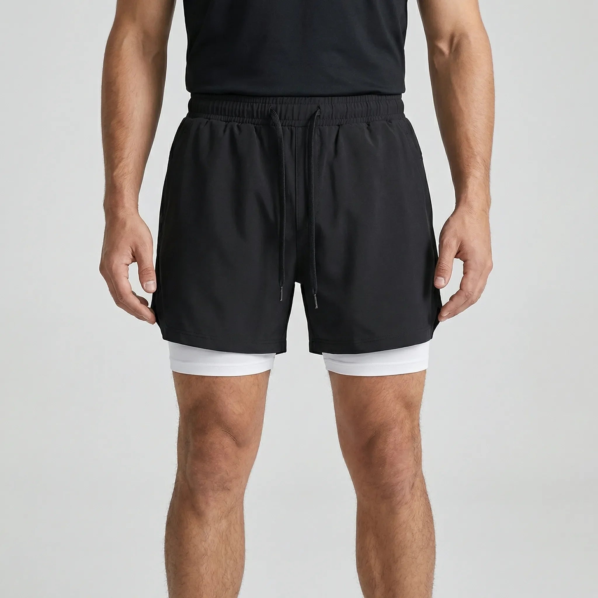 Herren-Laufshorts 2-in-1 Doppelschicht schnelltrocknend atmungsaktiv