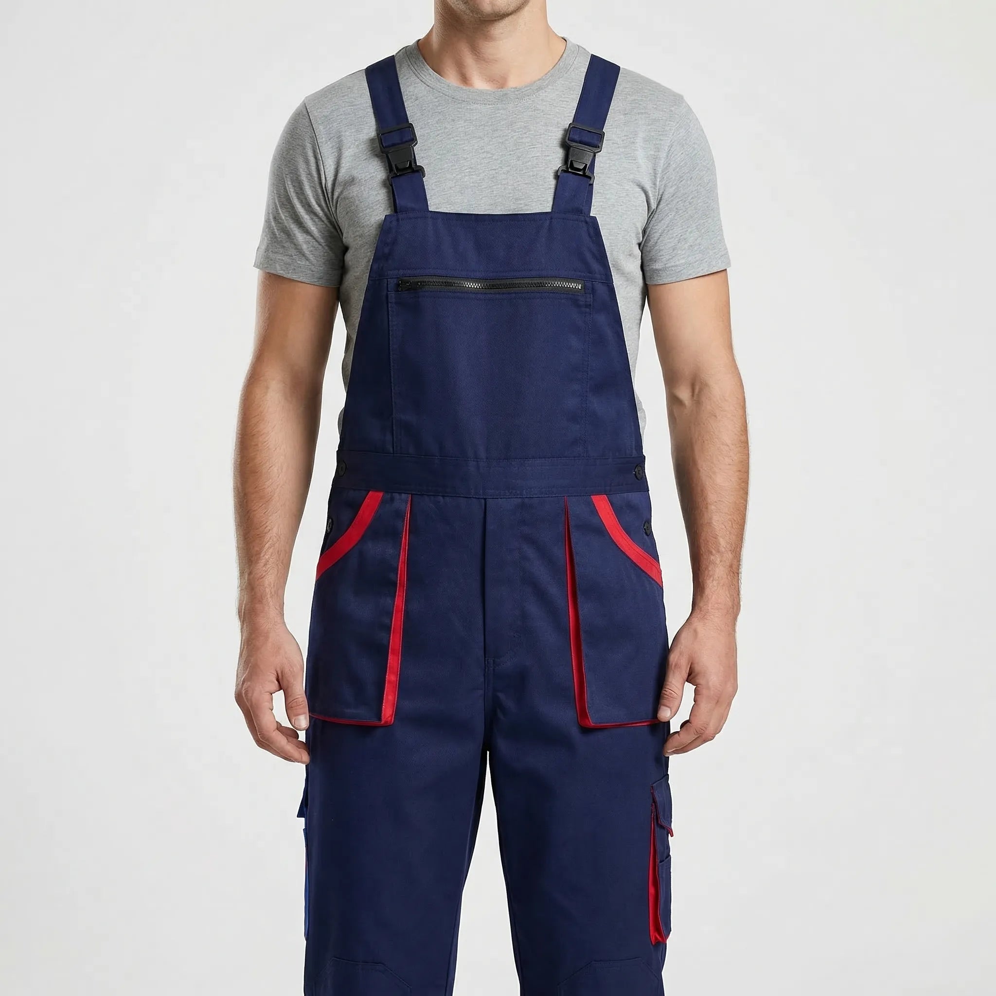 Arbeitslatzhose ärmellos mit Latzfront Cargo-Taschen Webstoff