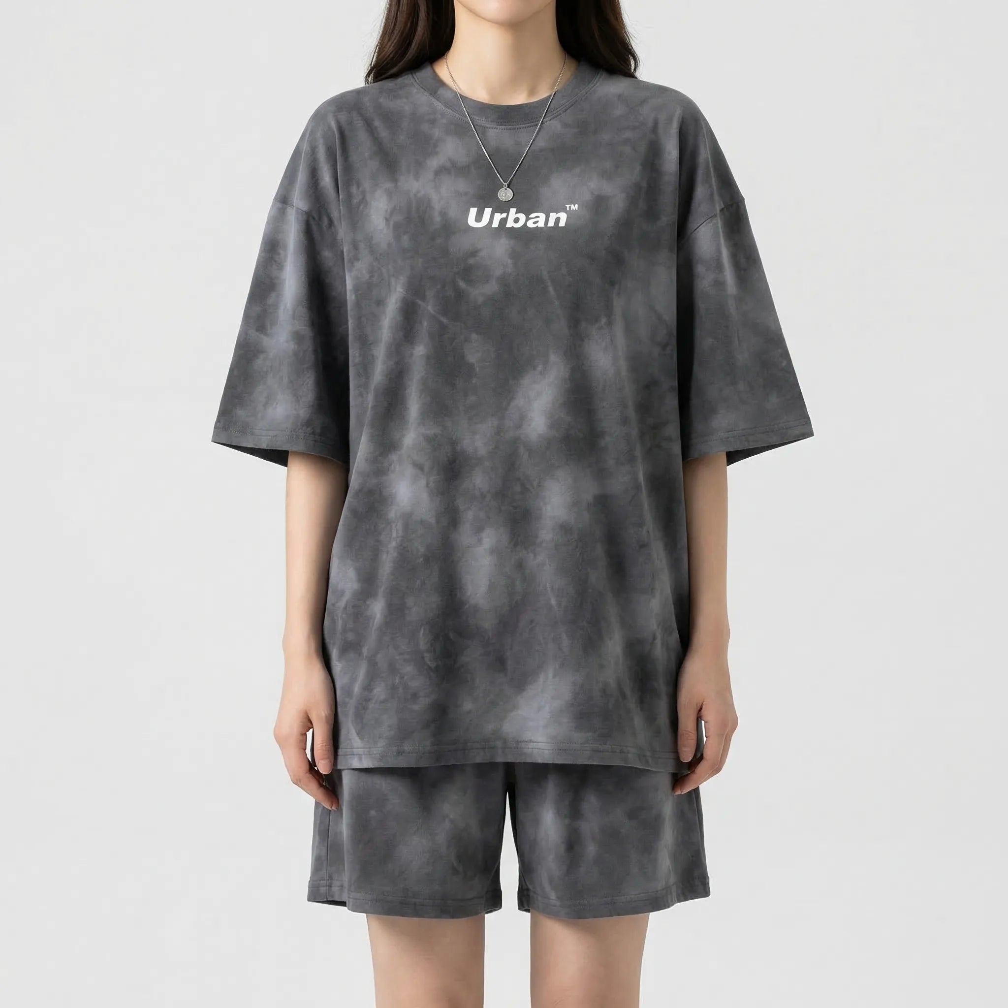 Damen Batik Set T-Shirt und Shorts mit weitem Bein Sommer Outfit