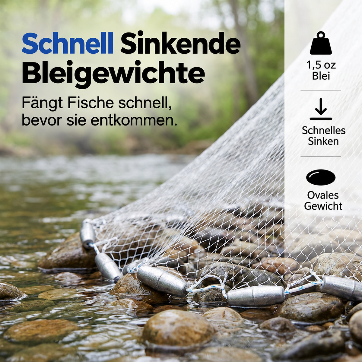 Nordspur | Easy-Throw Wurfnetz – Strapazierfähiges Netz, schnell sinkend, vielseitig