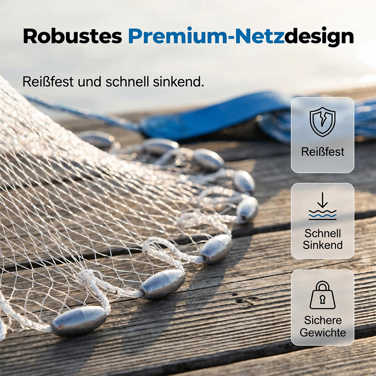 Nordspur | Easy-Throw Wurfnetz – Strapazierfähiges Netz, schnell sinkend, vielseitig