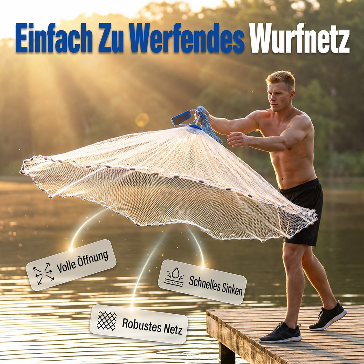 Nordspur | Easy-Throw Wurfnetz – Strapazierfähiges Netz, schnell sinkend, vielseitig