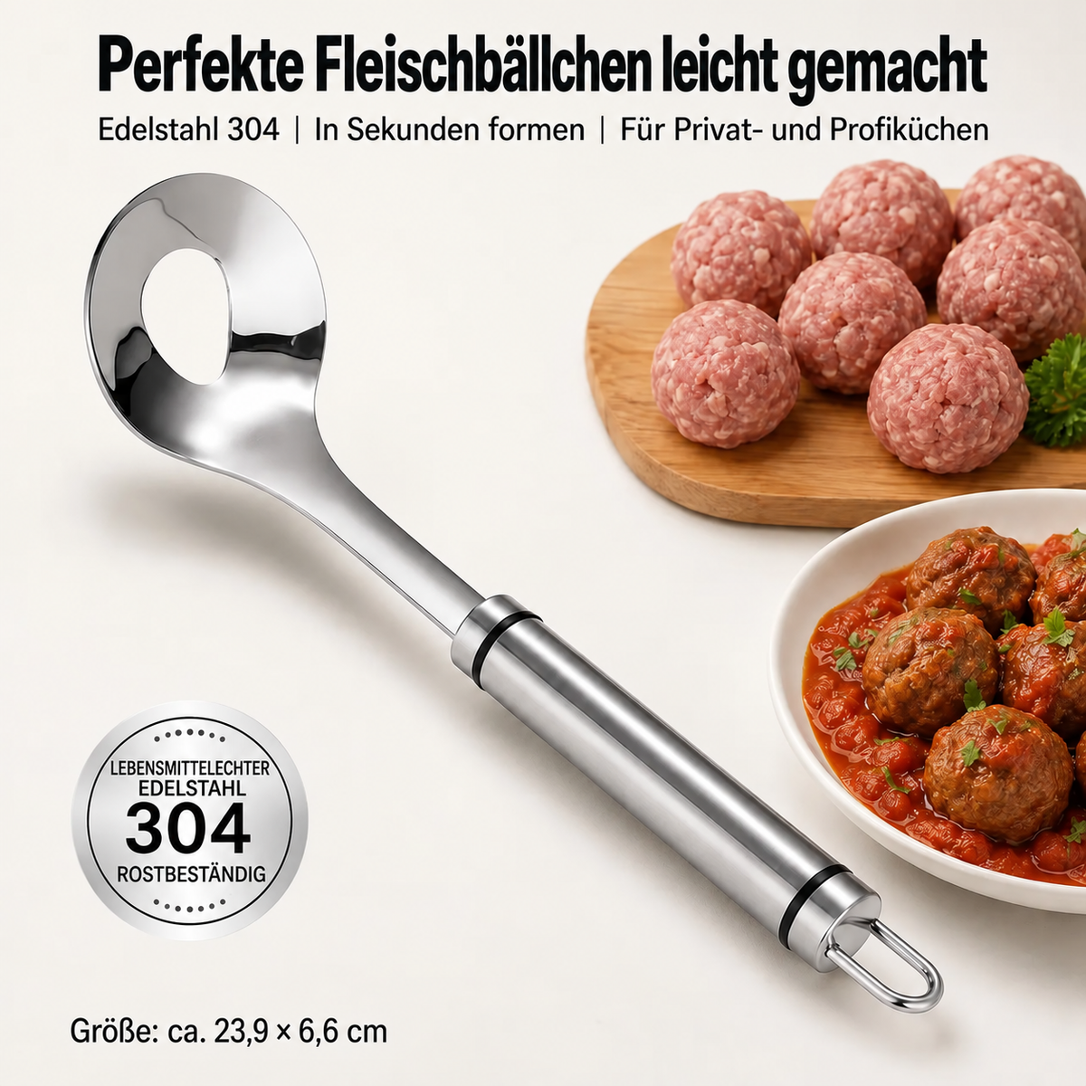 Nordspur | Edelstahl Fleischbällchen-Maker Löffel, Antihaft-Fleischbällchen Extrusionsschaufel