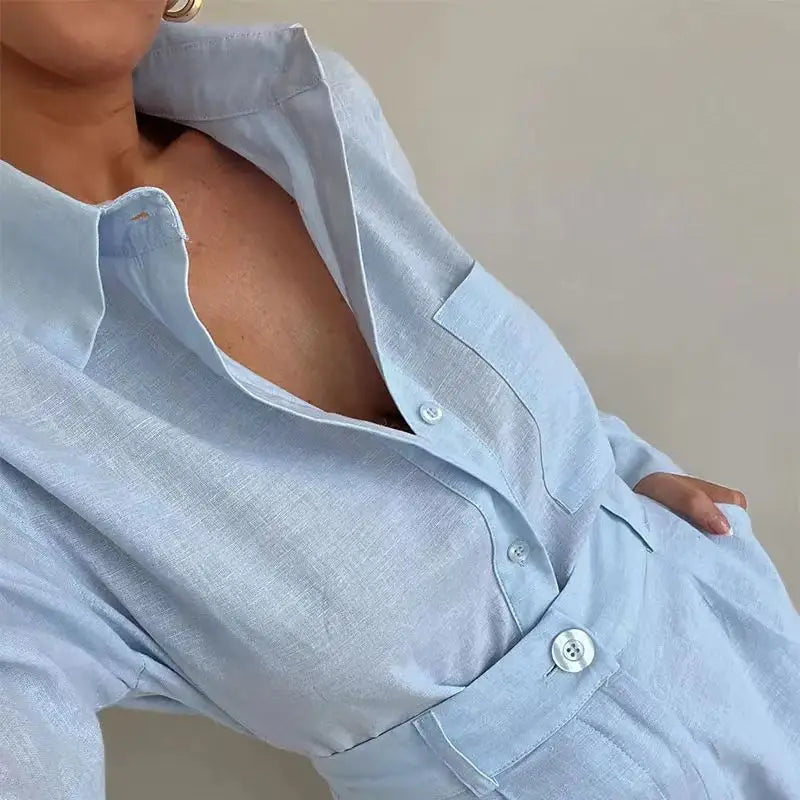 Damen Zweiteiler Set Hemd Shorts Sommer Freizeit