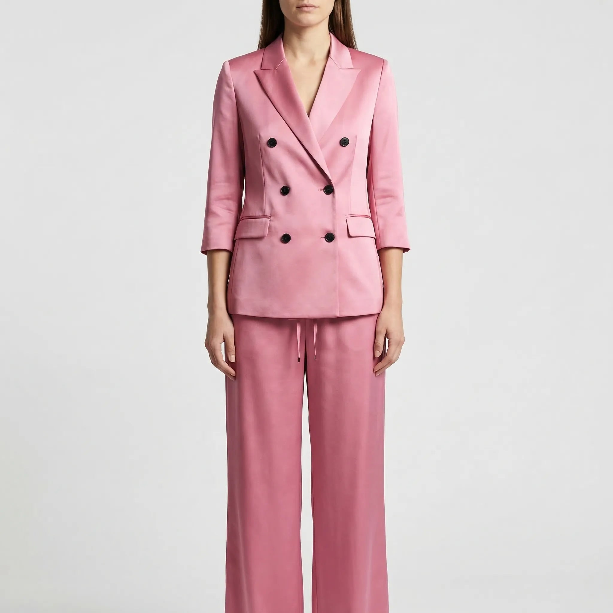 Damen Zweiteiler Set Blazer und Hose mit weitem Bein