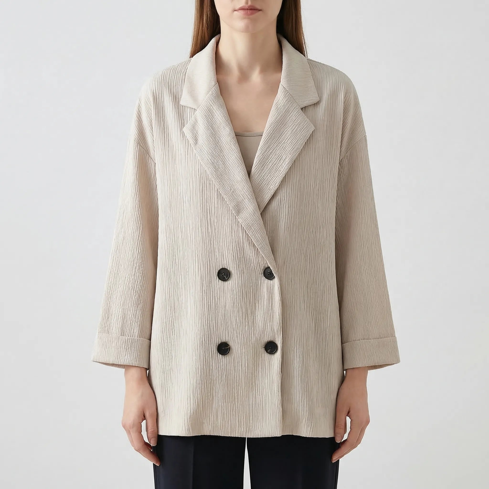 Damen Zweiteiler Set Blazer und Hose mit weitem Bein