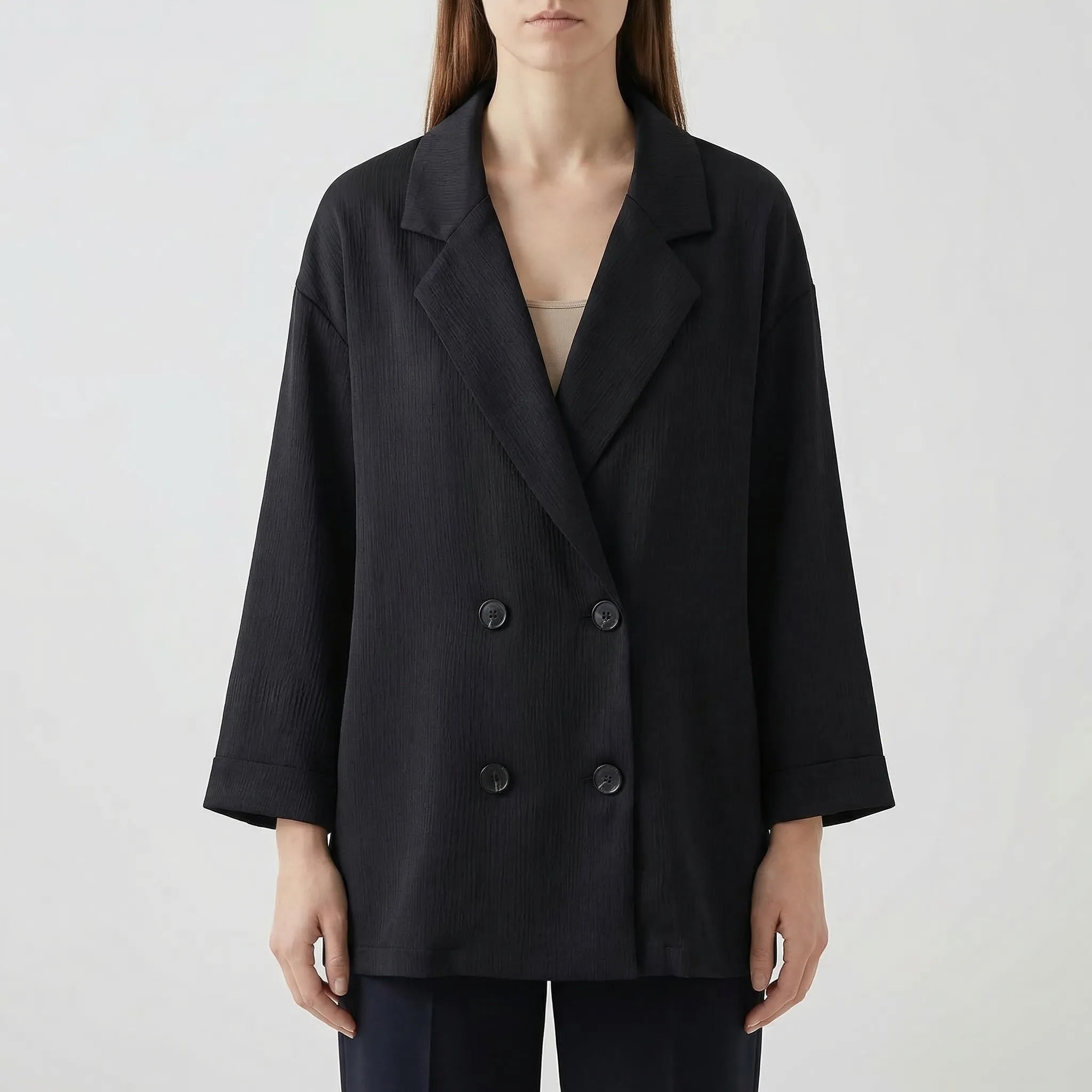 Damen Zweiteiler Set Blazer und Hose mit weitem Bein