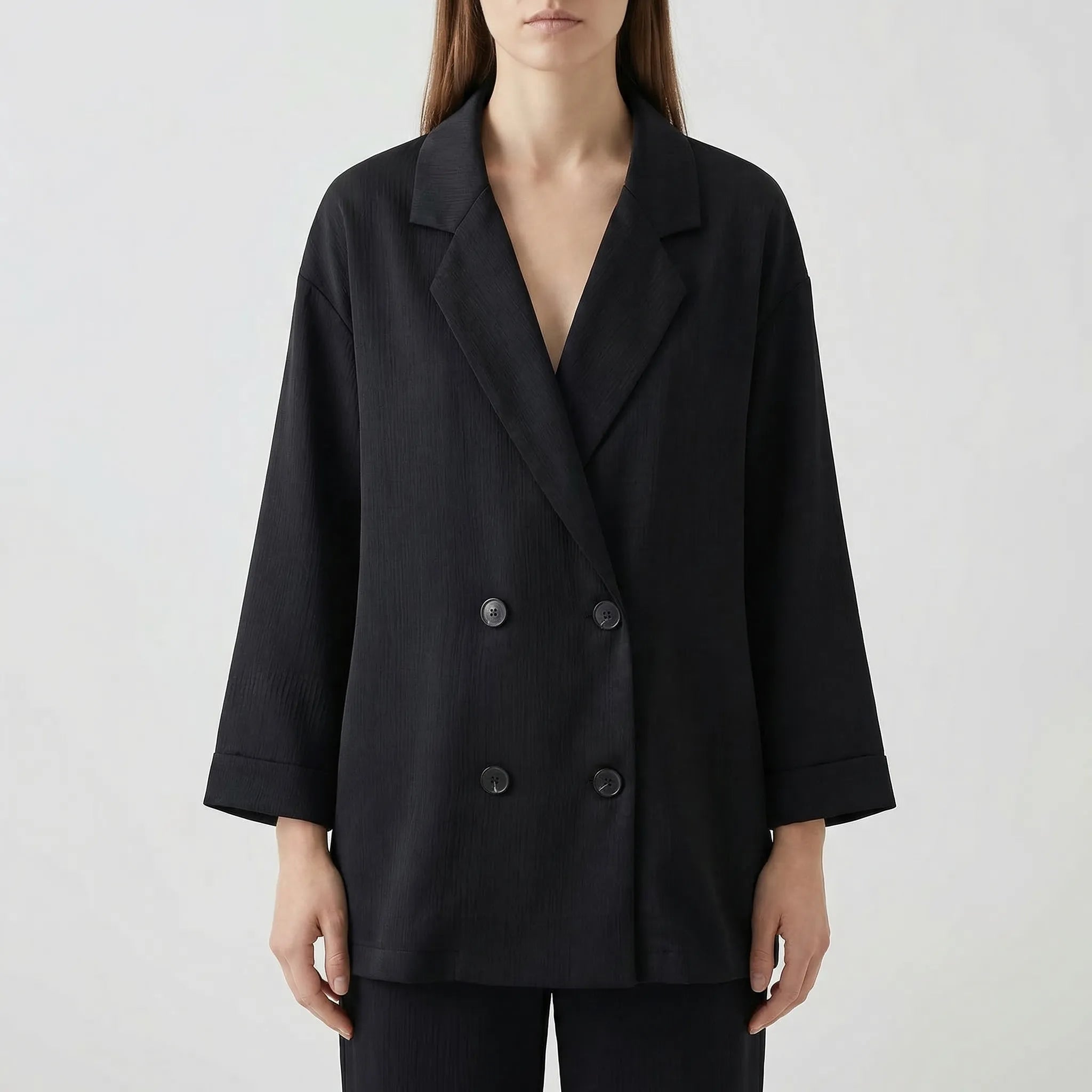Damen Zweiteiler Set Blazer und Hose mit weitem Bein